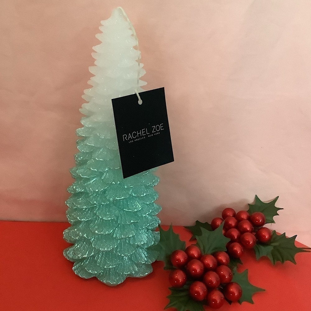 Rachel Zoe Christmas Tree Candle Green Ombré New